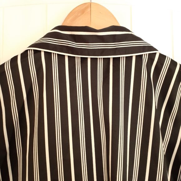 LRL Striped Satin Long Sleeve/Long Pant Pajama Set Black White Stripe Size M - Picture 8 of 15